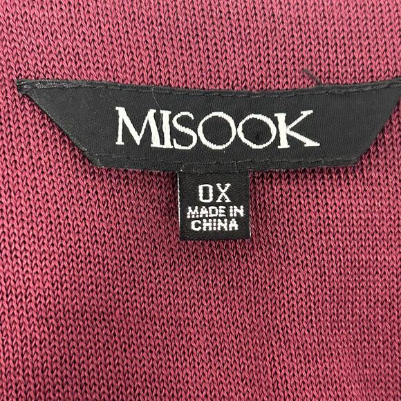 Misook jacket Cardigan burgundy knit midi hook closure X stitch Women’s size  0X - Picture 6 of 8